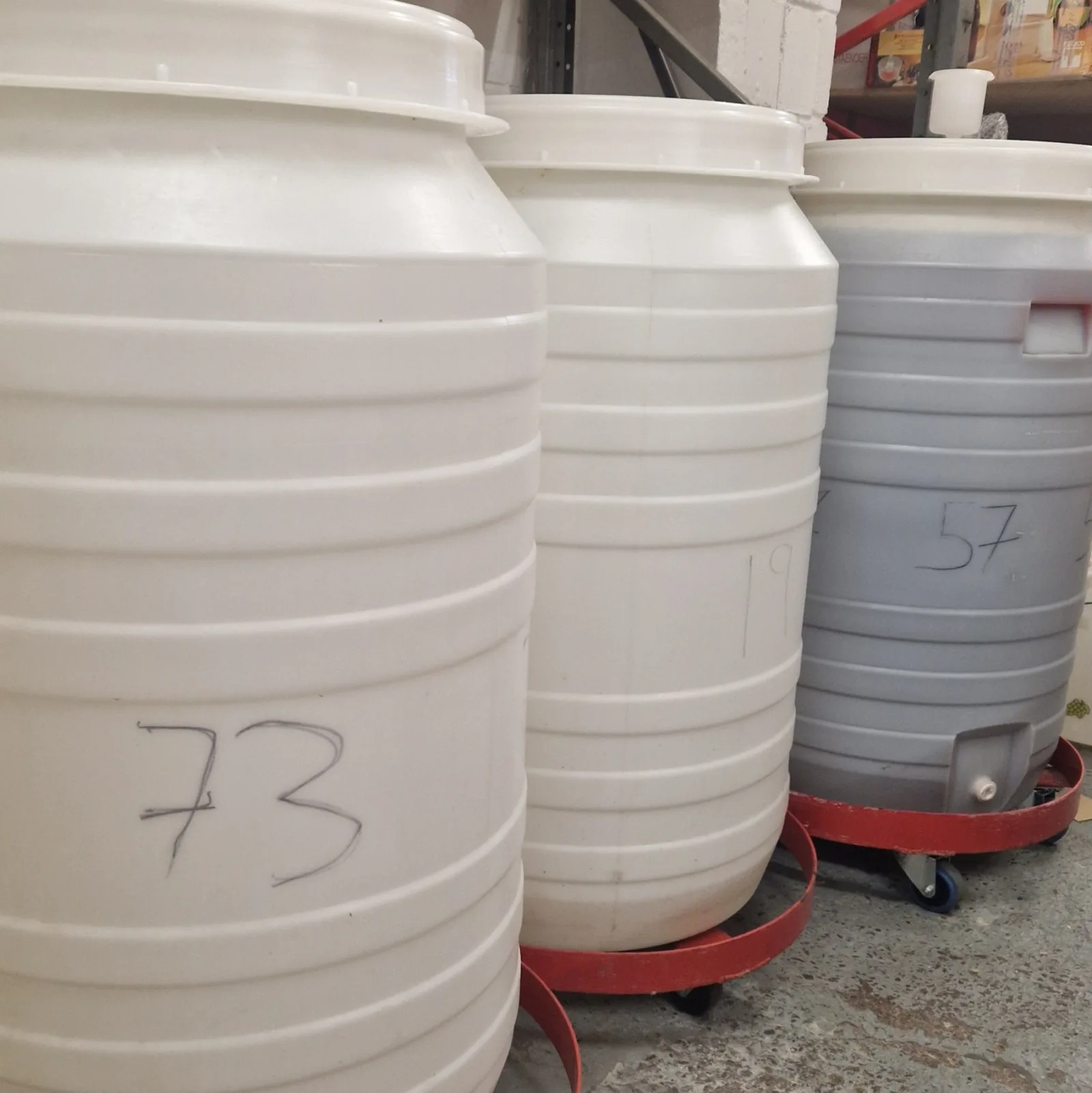 Numbered fermentation vats